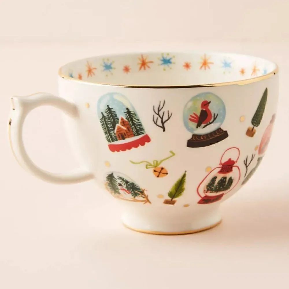 ANTHROPOLOGIE Quill & Fox Snowglobe Mug